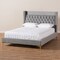 Baxton Studio Valery Gray Velvet Queen Size Platform Bed with Gold-Finished Legs 152-9010 - alternate 2
